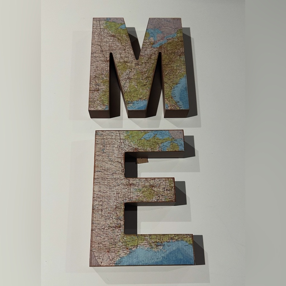 Set Of Two Wooden Map Letters